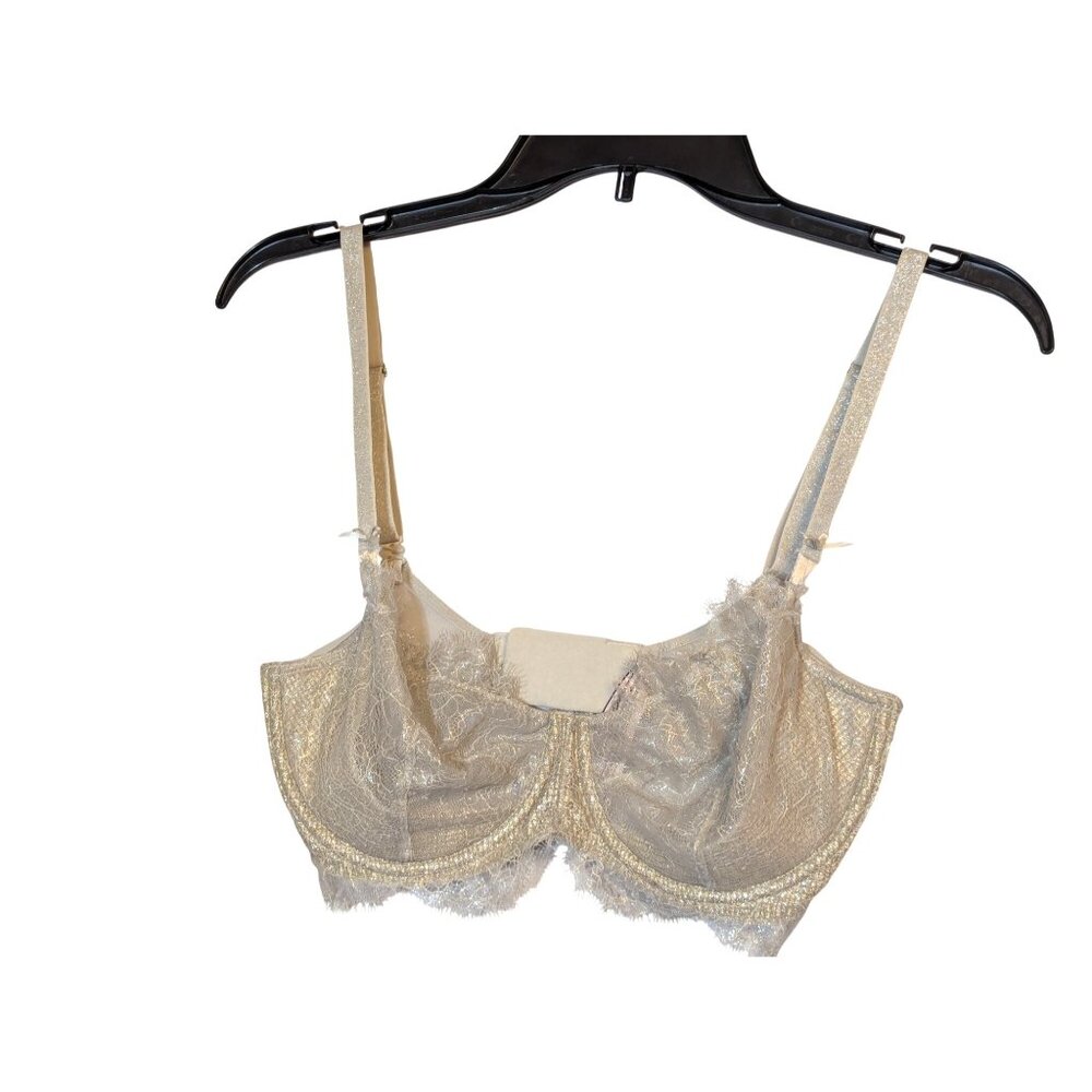 Victorias Secret Dream Angels Unpadded Push-Up Bra 32DDD Silver Lace Underwire